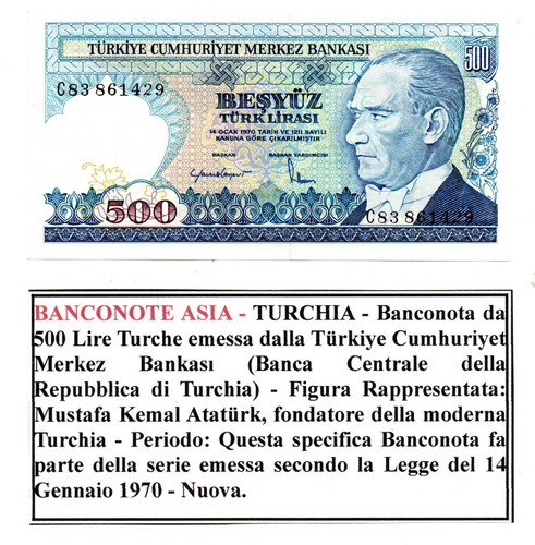 Turchia banconota da 500 - da,