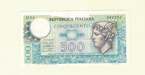 Banconota 500 lire - 500, con