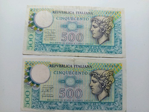 Lotto banconote 500 - 2, lire