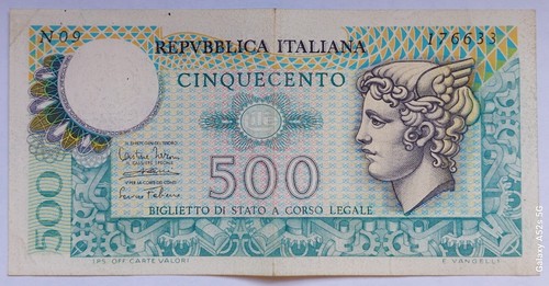 Banconota 500 lire con - , da