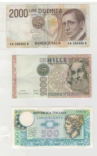 Lotto tre banconote italiane - lotto,