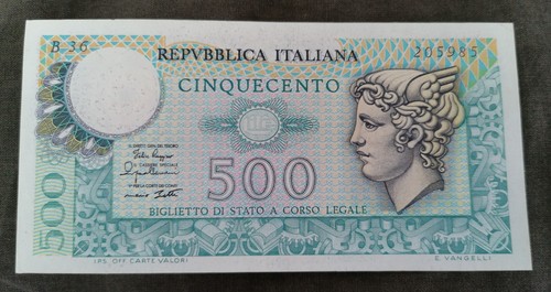 Banconota 500 lire - lire, mercurio