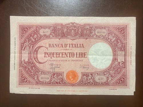 Banconota 500 lire - 500, 1/08/44